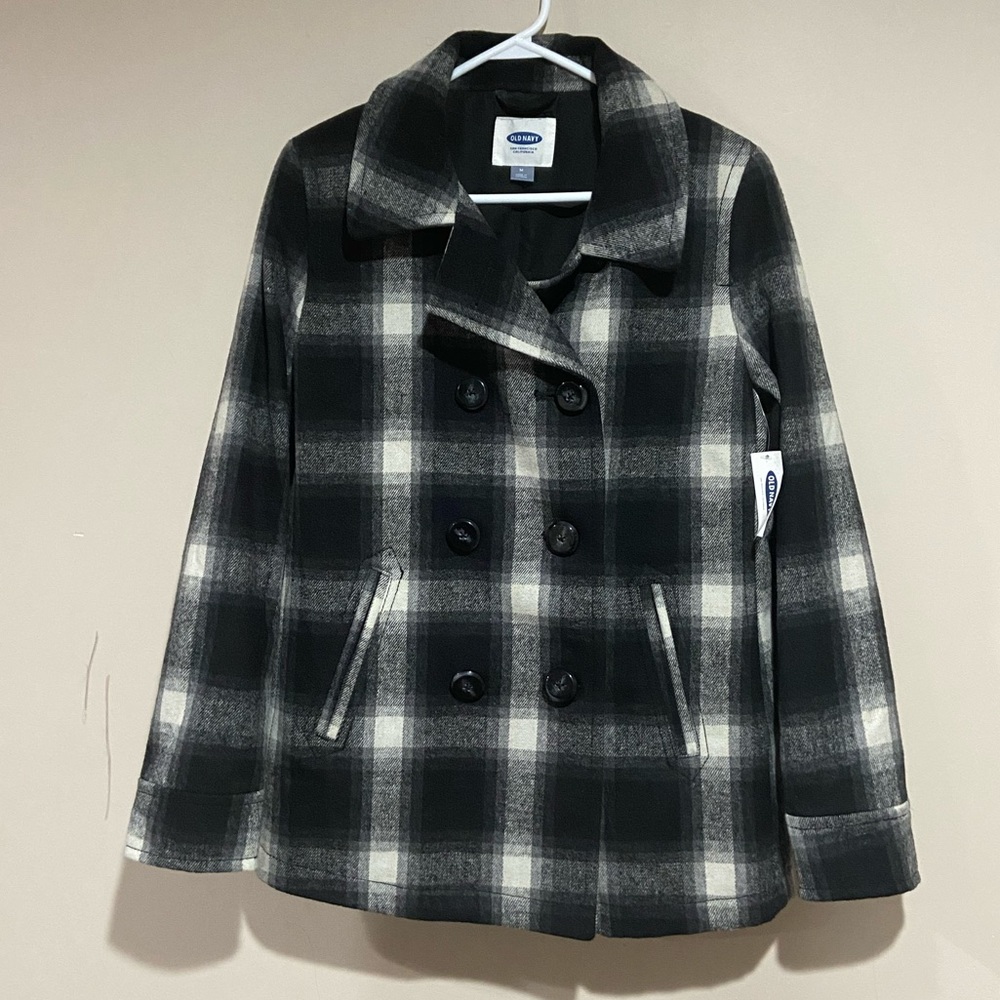 NWT Women’s Old Navy Plaid Peacoat